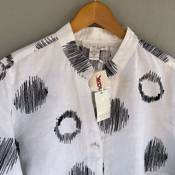 🎉5 for $45🎉 NWT Lucy & Laurel Top Blouse Shirt Size 1X Pure Linen - Picture 4 of 9